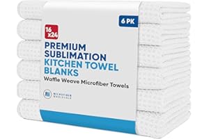 Microfiber Wholesale Sublimation Blanks Towels | Premium Sublimation Kitchen Towels | Waffle Weave Microfiber Towels | Tea Towels | Polyester Towels for Sublimation (16x24 Inches, Pack of 6)