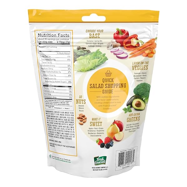 FRESH GOURMET PREMIUM CROUTONS | BUTTER & GARLIC | 5 OUNCE, PACK OF 6 | CRUNCHY SALAD TOPPER