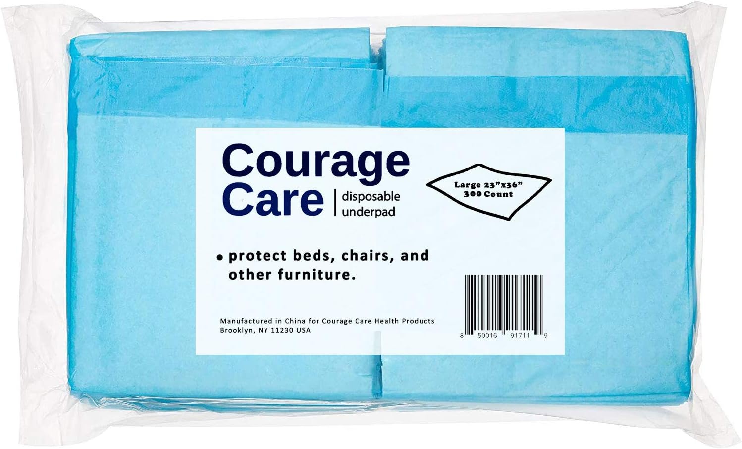 Courage Care Adult Super Absorbent Disposable Underpads, Incontinence Bed Pads 23x36