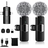 Weton 4 in 1 Wireless Lavalier Microphones for iPhone, Android, Camera, Laptop, USB-C, Mini Microphone, Noise Canceling Lapel Mic - Clip on Mic for Interview Video Recording Podcast Vlog YouTube