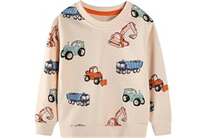 YAGATA Toddler Sweatshirt Boys Long Sleeve Shirts Casual Kids Cotton Graphic Fall Winter Pullover Tee Tops Blouse