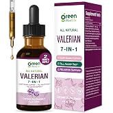 green Herb Vibe Valerian Root (Valeriana) Extract Sleep Support Drops, 2 oz | 7-in-1 Herbal Liquid Tincture Supplement, for Relaxation, Sleep Soundly &amp; Deeply, with Passion Flower, Chamomile &amp; Lavender.