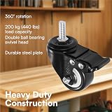 H&S 4 Castor Wheels Heavy Duty 200kg 50mm PU Swivel Trolley Braked Caster view 3