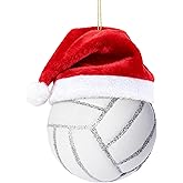Joiedomi Christmas Volleyball Glass Mini Ornament, Blown Sports Ball Ornaments Small Volleyball Decor for Tree Hanging Preppy Decorations Outdoor Indoor, Xmas Gifts Party Favors