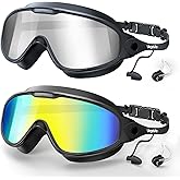 VegoVia Adult Swim Goggles 2 Pack, Anti-Fog 180° Wide View UV Protection Pool Swimming Goggles for Adult Youth Men Women