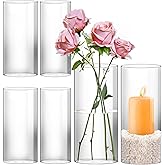 BXAEYIPOR Humicane Candle Holder,Open Ended Glass Candleholder Multiple Size Choices,Clear Cylinder GlassCandle Holder for Wedding Centerpieces,Home Decor(3pcs:8x4", 3pcs: 8x3.5")