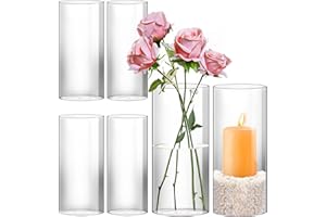 BXAEYIPOR Humicane Candle Holder,Open Ended Glass Candleholder Multiple Size Choices,Clear Cylinder GlassCandle Holder for Wedding Centerpieces,Home Decor(3pcs:8x4", 3pcs: 8x3.5")