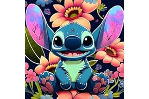 Ksxistiyt Stitch Diamond Art Painting Kits for Adults, Cartoon Full Drill Diamond Dots Paintings for Beginners, Round 5D Paint with Diamonds Pictures Gem Art Painting Kits DIY Adult Crafts Kits