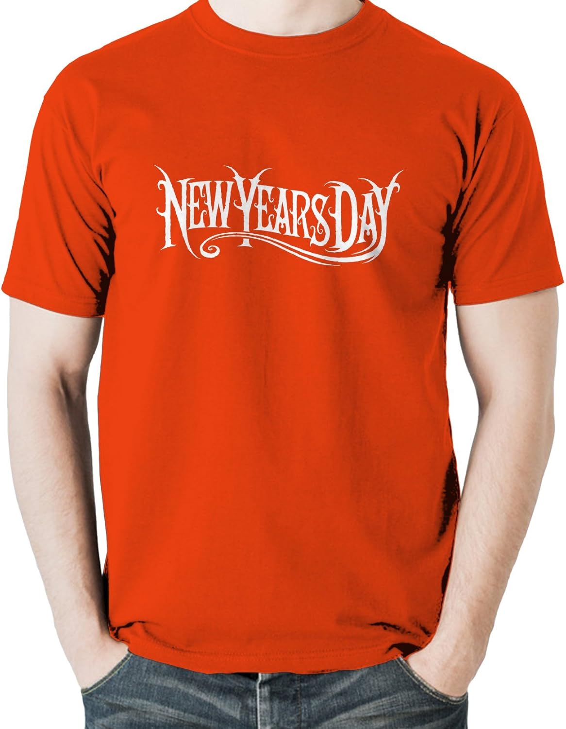 New years day band shirt New Years Day Band Logo Mens Tee, Orange, Print Color-White, L: Amazon.co.uk: Clothing