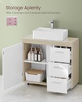 VASAGLE Under Sink Bathroom Cabinet 3 Drawers 2 Doors Cloud White Beige 30x70x64 view 5