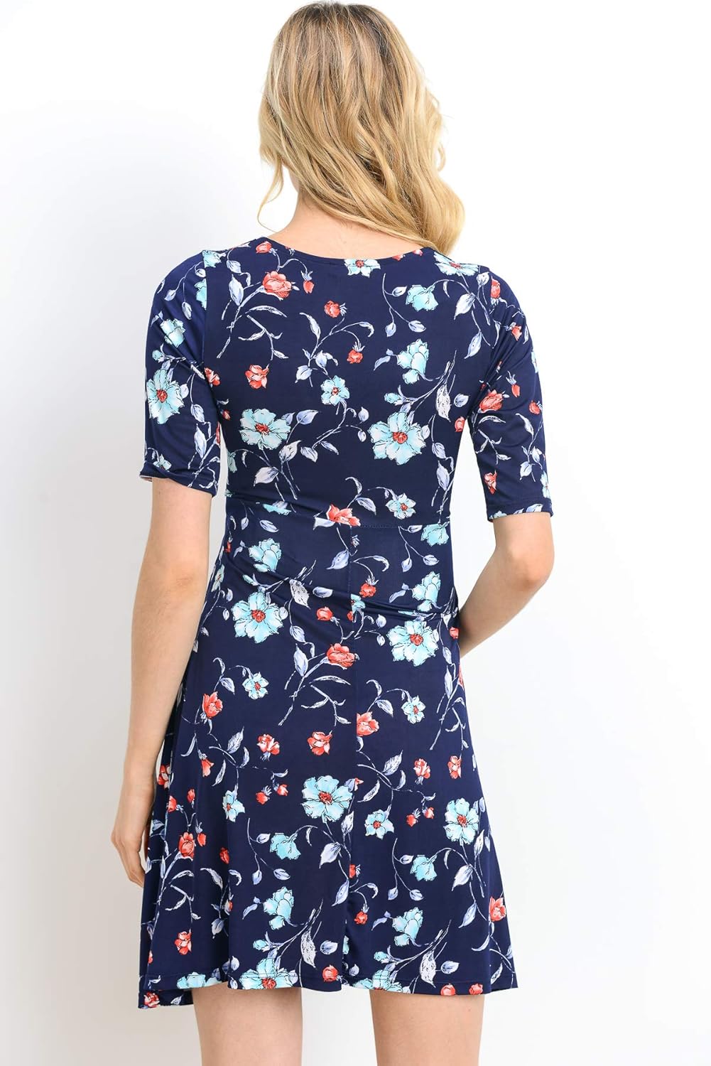 Hello MIZ Flower Print V-Neck 3/4 Sleeve Baby Shower Front Tie Wrap Maternity Dress at  Women’s Clothing store