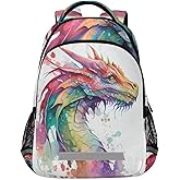 Watercolor Dragon Backpack for Boys Girls Elementary School Bag Kids Bookbag Travel Rucksack