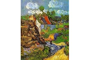 YEESAM ART Paint by Numbers for Adults, Houses in Auvers by Van Gogh 16x20 Inch Linen Canvas Acrylic DIY Number Painting Kits Wall Art Decor Gifts (Without Frame)