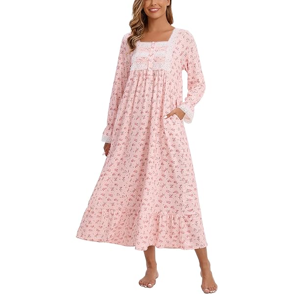 Nightgown "victoria" Edwardian Victorian Long Cotton Women Night