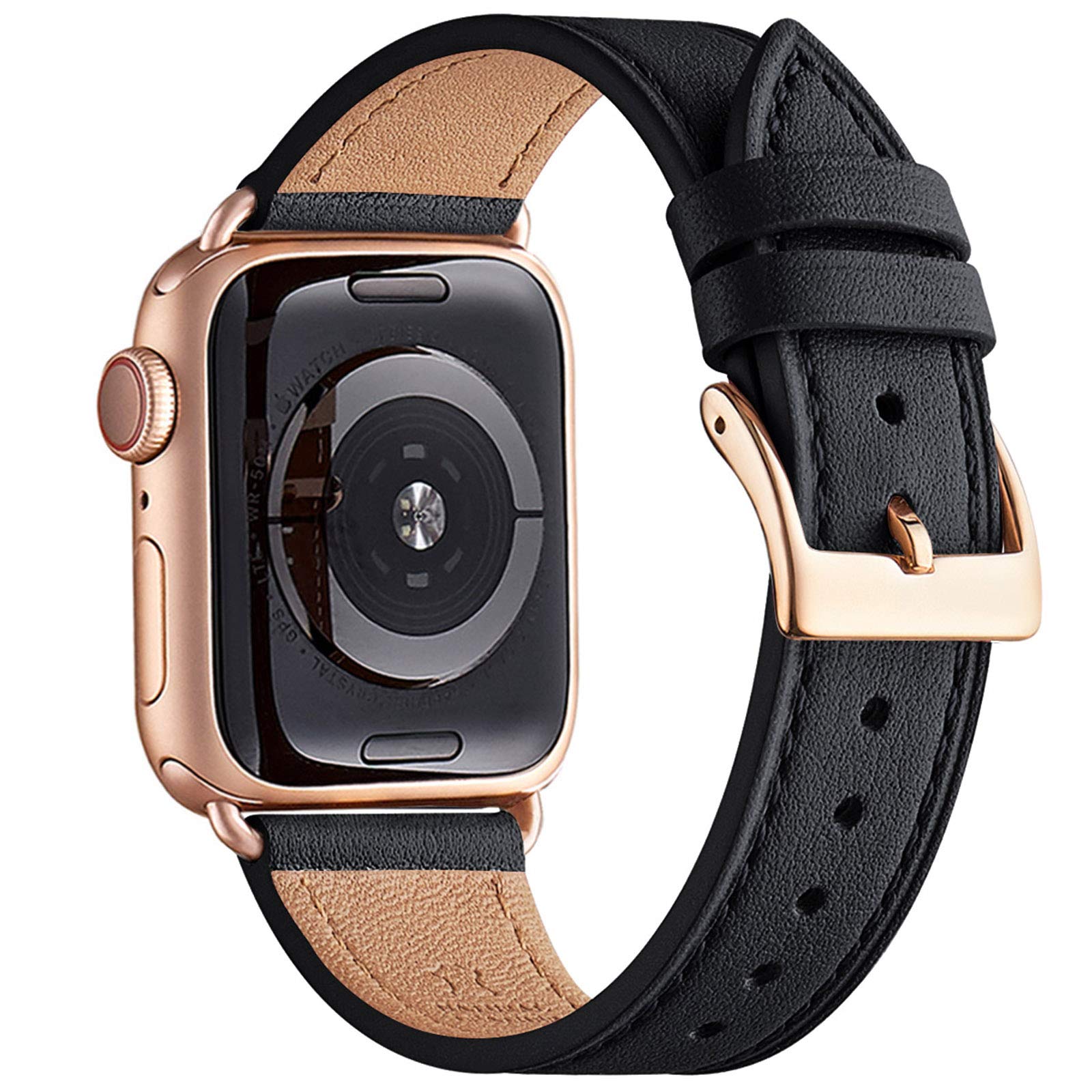 QAZNZ Leather Straps for Apple Watch Strap 44mm 45mm 42mm(Series 1 2 3) 46mm 49mm,Women Men Replacement Strap for Apple Watch Series 11 10 9 8 7 6 5 4 & iWatch SE 1/2/3,Ultra 3/2/1