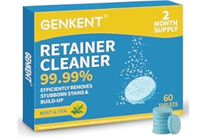 GENKENT Retainer Cleaner Tablets for Invisalign, Mouth Guard, Night Guard and More Dental Appliances, 60 Denture Cleaning Tab