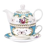 fanquare English Porcelain Tea for One Set, Floral