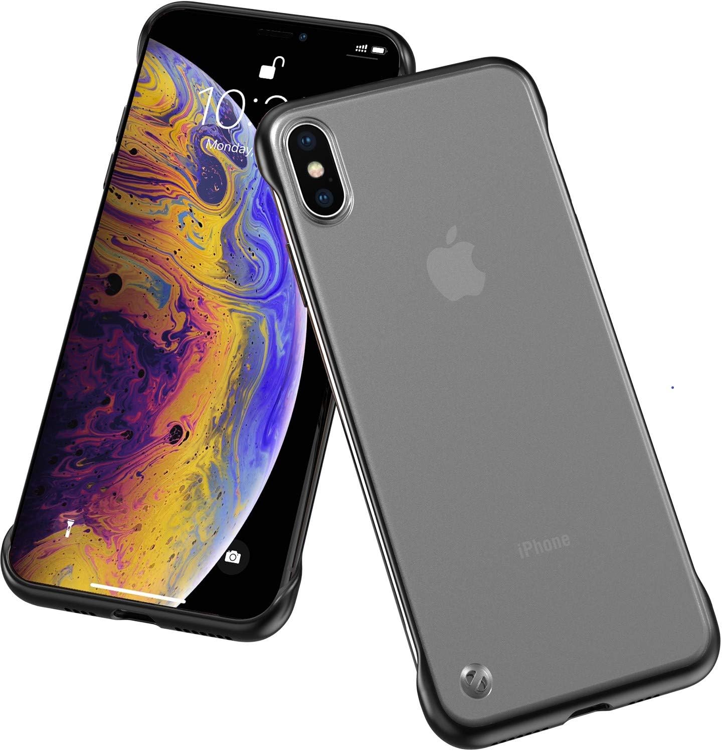 ANDMO Super Thin iPhone X Case/iPhone Xs Case, Hybrid Hard Plastic Matte Finish Slim iPhone Mobile Cover & Frameless Slim Fit Phone Case for iPhone X/iPhone Xs 5.8 inches (Black)