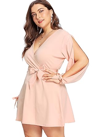plus size pink wrap dress