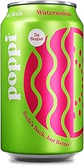 Poppi Sparkling Prebiotic Soda Beverage with Apple Cider Vinegar, Seltzer Water and Fruit Juice, Watermelon Flavor, 12 Fl Oz,