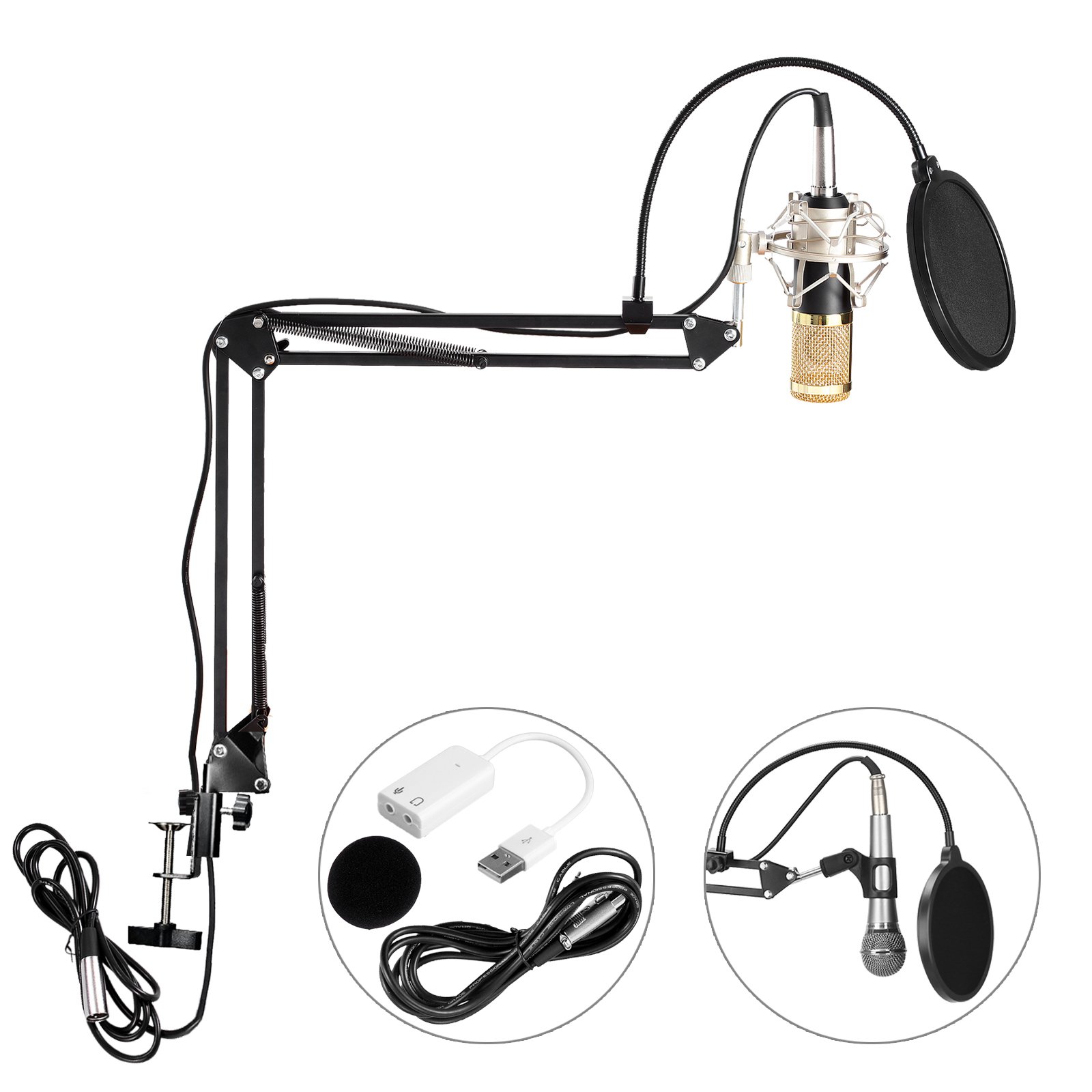 Voilamart BM-800 Professional Studio Broadcasting Recording Condenser Microphone & Adjustable Microp