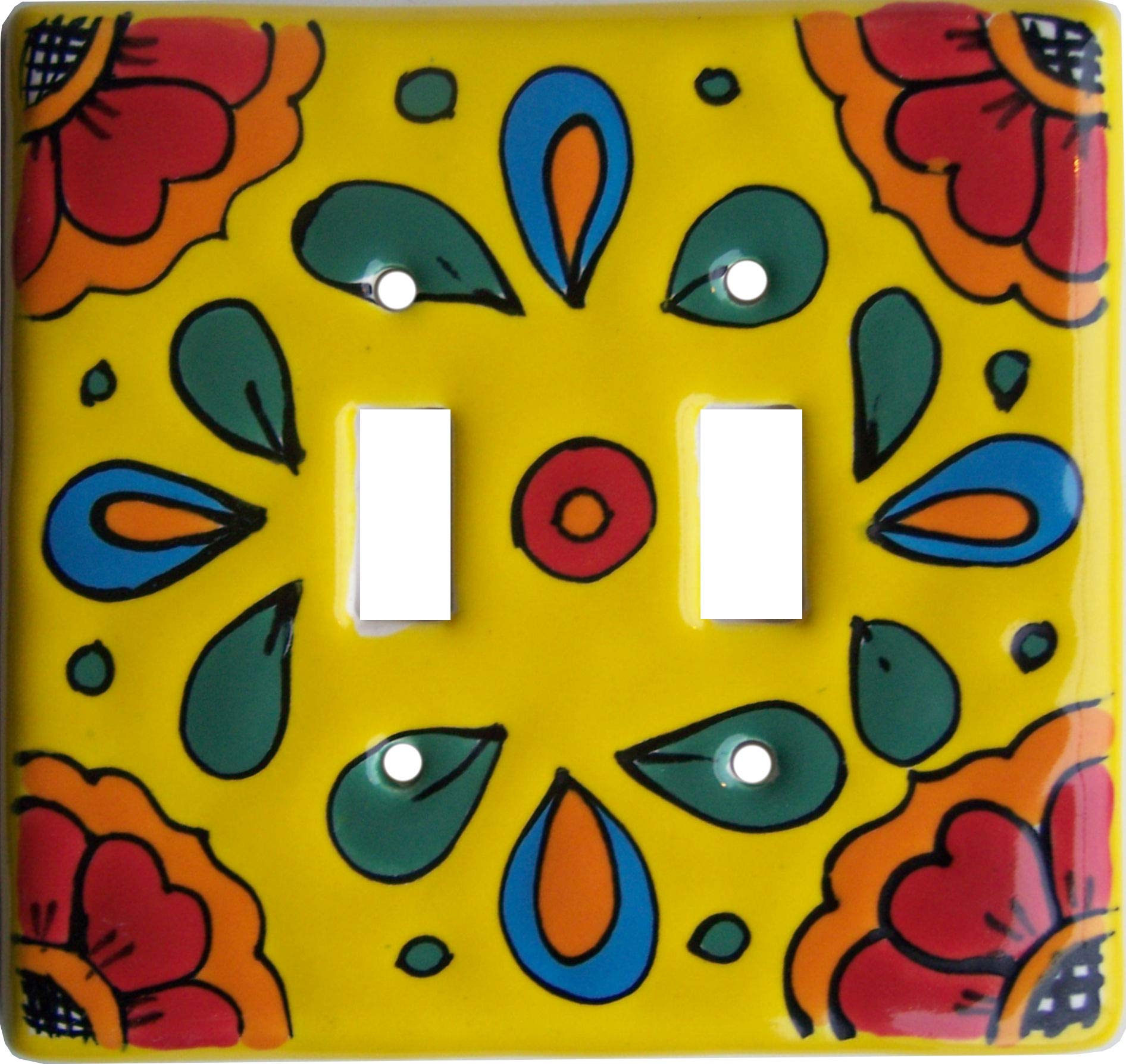 Canary Talavera Ceramic Double Switch Plate