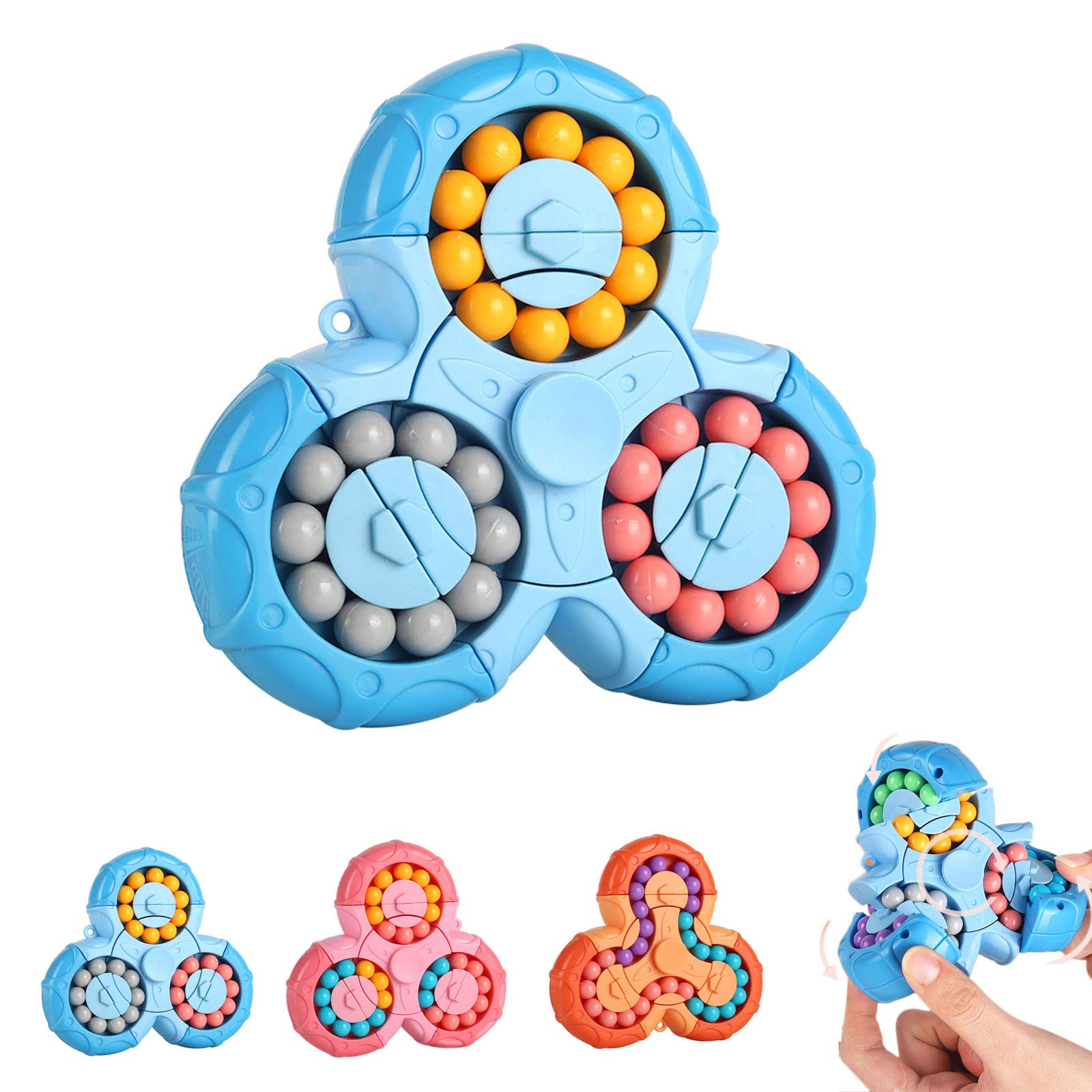 Jiuhao Magic Bean Rotating Cube Toy,Fidget Toy Spinner Ball Sorting Game Puzzle Brain Training Handheld Spinning Decompression Toy,Jigsaw Bean Toy Gifts for Kids,Teens,Adults Rotating Finger Cube Toy