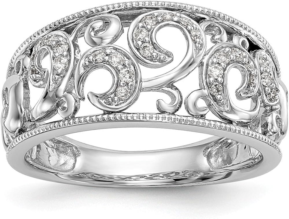 Solid 14k White Gold Diamond Fashion Ring (3mm) (.15ct.) Amazon.co.uk Jewellery