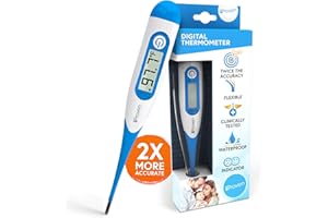 IPROVÈN iProven Digital Thermometer for Adults and Kids, Rectal and Oral Thermometer, Accurate Reading with Special Smiley Fever Indicator, Flexible Tip and a Hardcase
