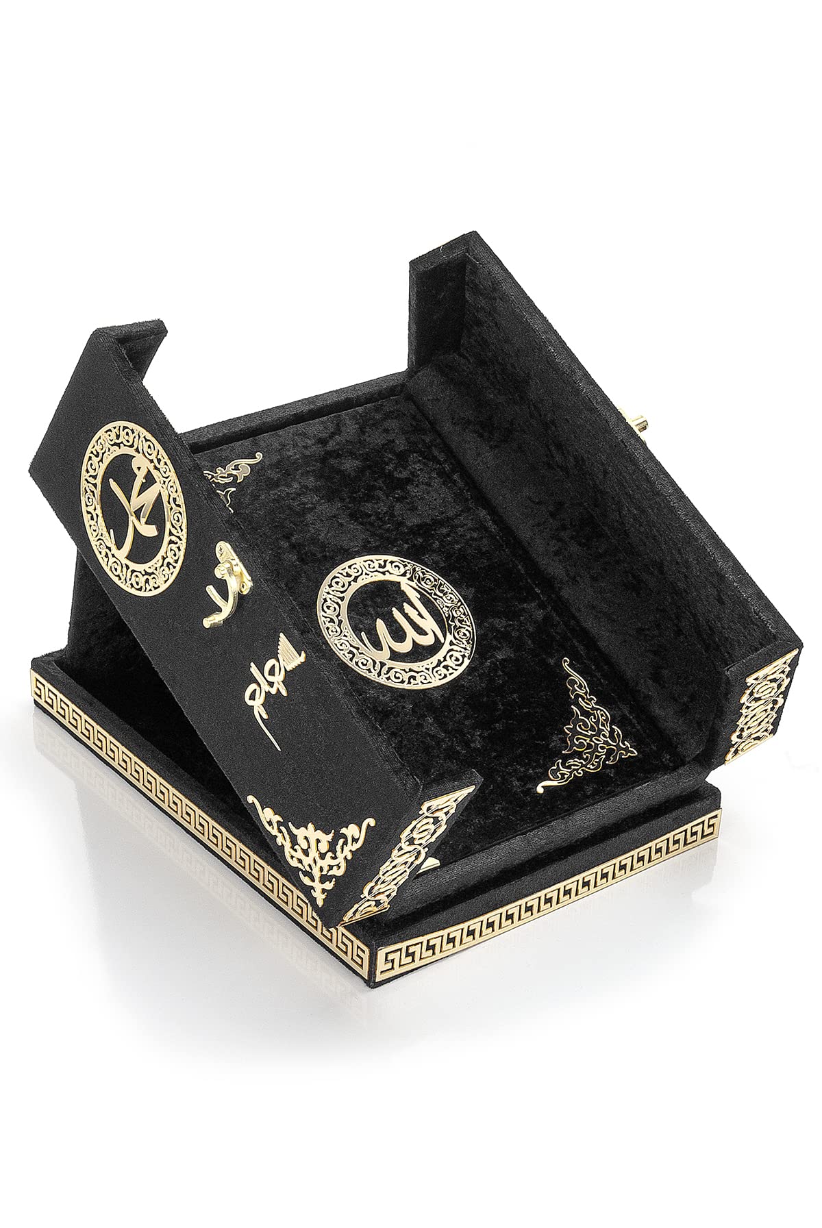 ihvan online Special Elegant Velvet Covered Decorative Box, Velvet Covered Quran Book in Arabic, Islamic Decorations for Home, Muslim Home & Table Decor, Perfect Islamic Ramadan Eid Gifts, Black