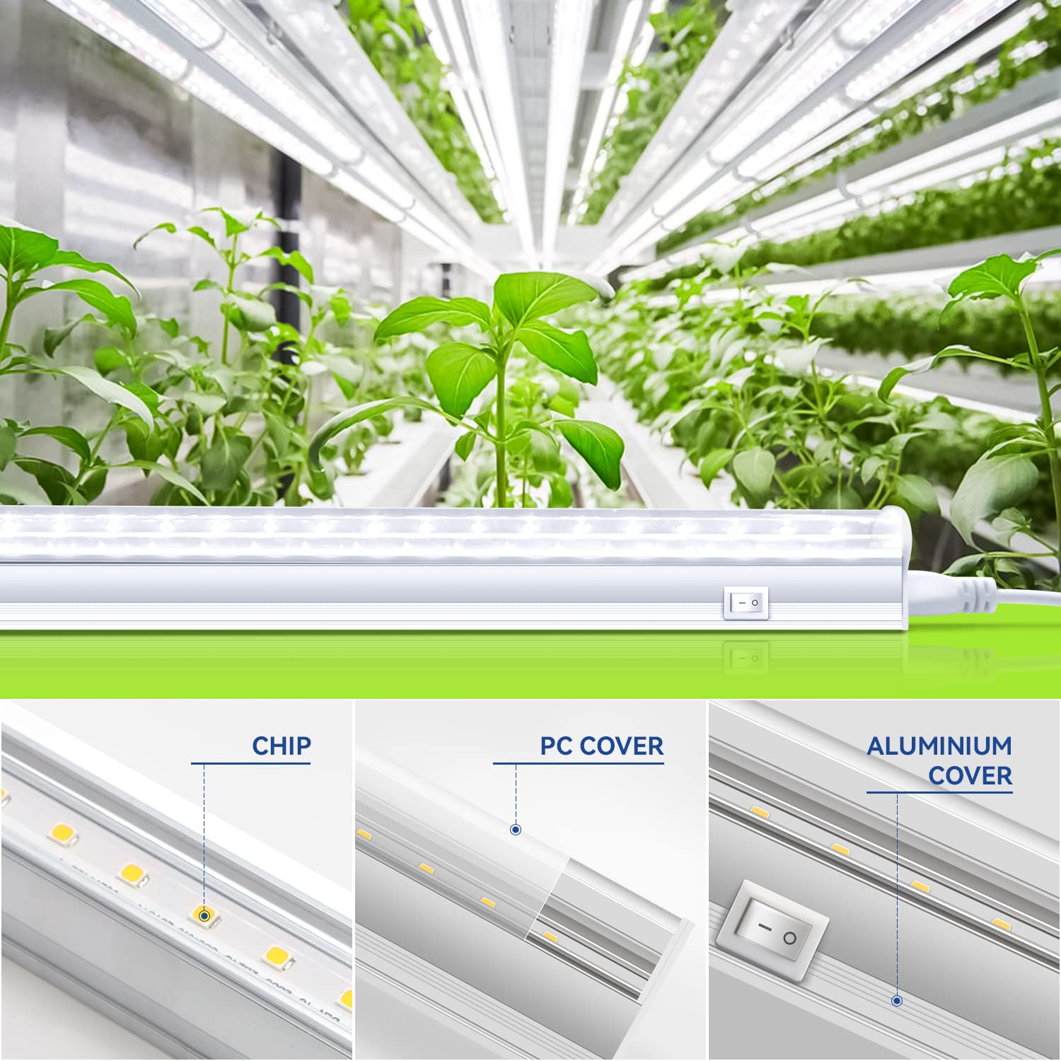 MoniosL T5 Grow Lights 4ft 5000K, 120W (6 x 20W),Daylight White, Full