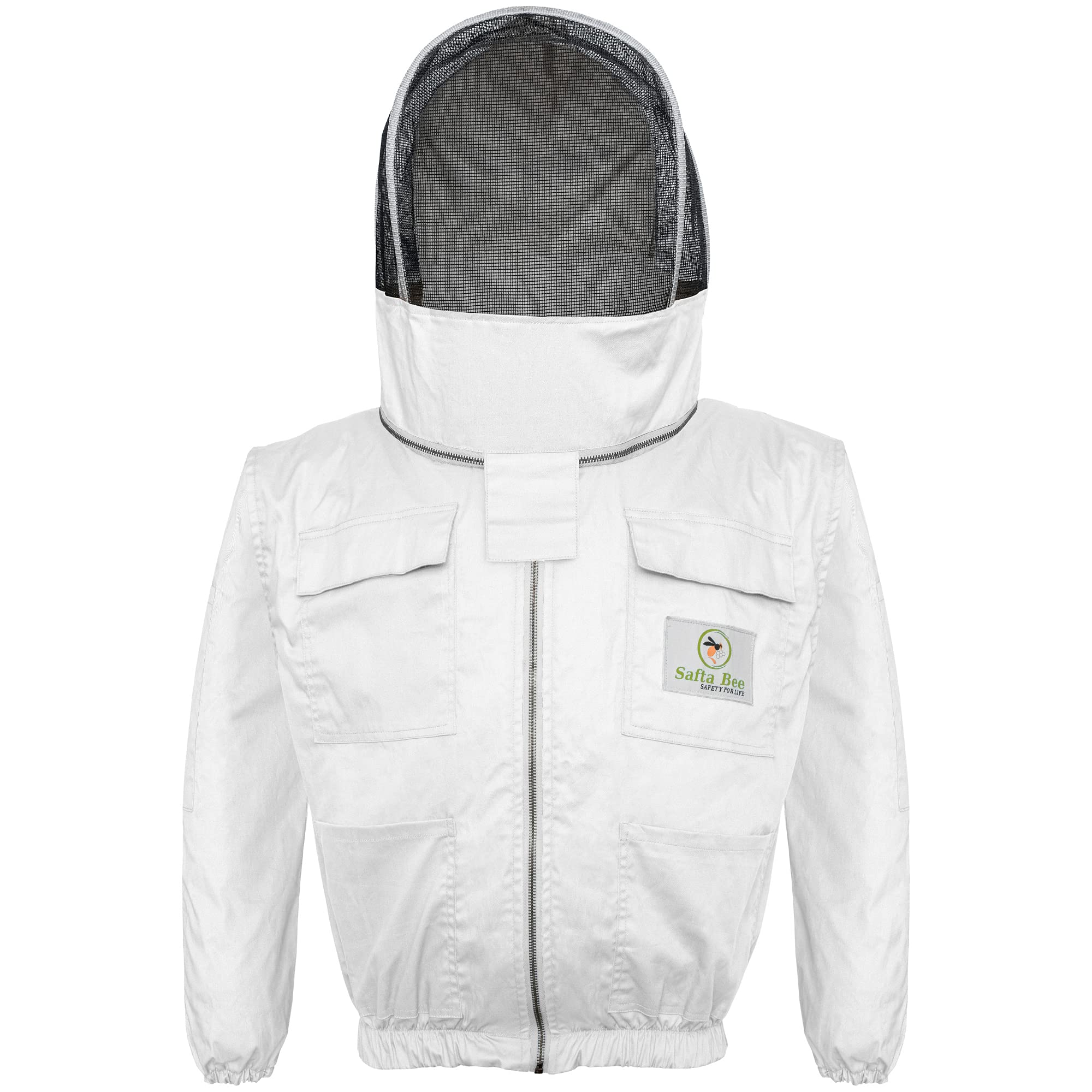 Safta Bee Classy Bee Jacket, Professional Beekeeping Jacket with Fencing Beekeeper Veil. (White, X-Small To 4XL) (UK, Alpha, XL, Regular, Regular, White)