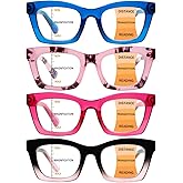 DEAAOK 4 Pack Progressive Multifocus Reading Glasses for Women Men Blue Light Blocking Readers with Spring Hinge