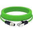 Lonlonty M12 X-Coded 8 Pin to RJ45 Ethernet Cable 10Gbps Cat6A Industrial Ethernet Shielded Cable Waterproof for Cognex and Automation Application SFTP 26AWG 3m 10Ft