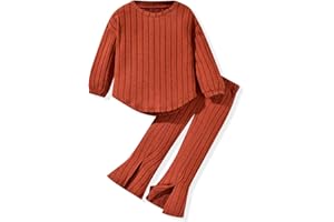 Aalizzwell Toddler Girl Flare Pants with Slit Outfit for 2T - 5T