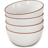 Mora Ceramic Bowls For Kitchen, 28oz - Bowl Set of 4 - For Cereal, Salad, Pasta, Soup, Dessert, Serving etc - Dishwasher, Microwave, and Oven Safe - For Breakfast, Lunch and Dinner - Vanilla White