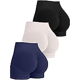 OLCHEE Womens Workout Shorts Seamless Scrunch Butt Lifting 3 Pack Yoga Gym Athletic High Waisted Tummy Control Booty 4.1"