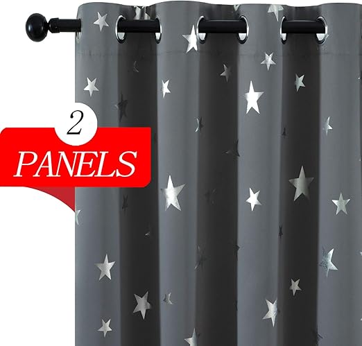 Amazon Com Estelar Textiler Light Grey Star Curtains Thermal