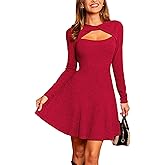 CUPSHE Womens Fall Dresses Long Sleeve High Neck Cutout Knit Christmas Outfit Knit Party Dress