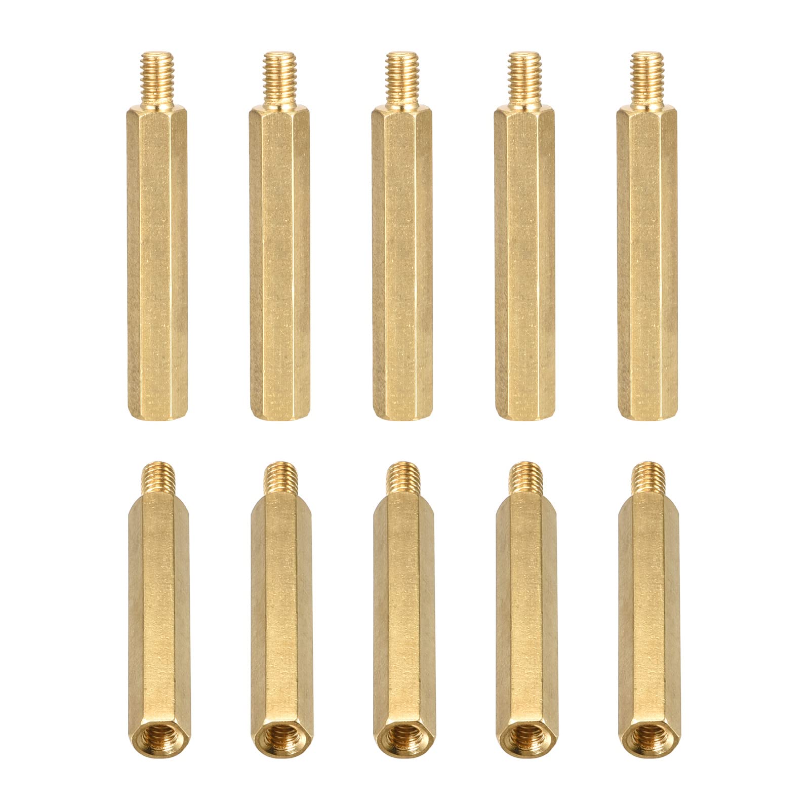 DTGN M4x35x6mm(DxHLxML) - Brass Hex Standoff -10Pack- Good for Electronic Machine - Male to Female Spacer Screw Nuts