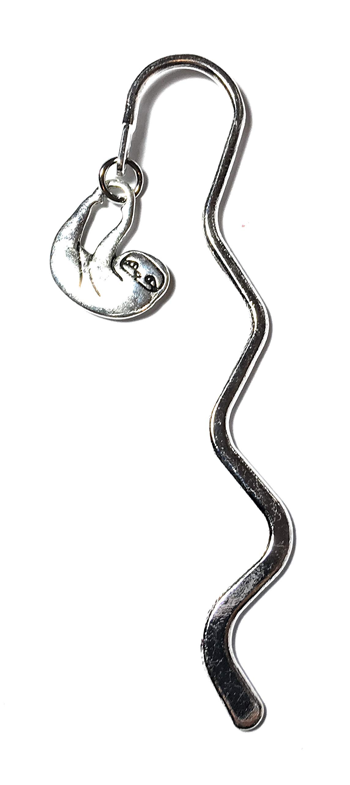 FizzyButton Gifts Silver Tone mini Bookmark with Small Silver Tone Sloth Charm, in Gift Bag
