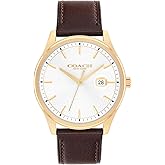 COACH Men's Oliver 3H Quartz Watch, 41mm Case Size, Genuine Leather Strap, Date Display, Classic for Every Day - Gift for Him