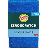 Scotch-Brite Zero Scratch Scouring Pad, 3 Pack | Effective + Gentle Dish Scrubber for Household Cleaning, 3 Scrub Pads for Dishes, Nonstick Pots &amp; Pans, Glass, Tubs, Showers