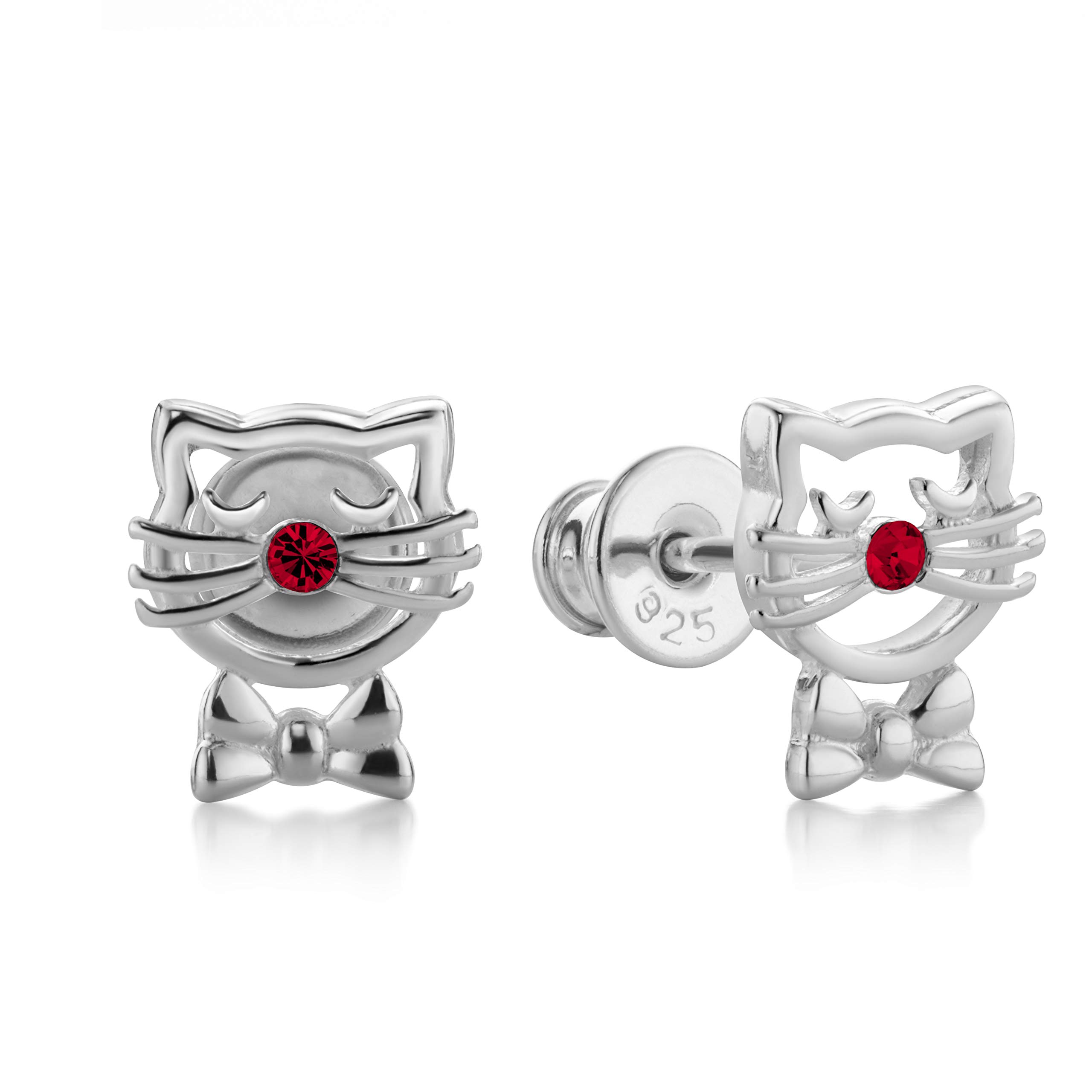 Butterfly Sterling Silver Childrens Earrings With Crystals Delightful Cat Design