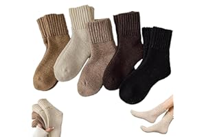 Lot de 5 paires de chaussettes mi-mollet solides pour femme, chaussettes d'hiver épaisses et chaudes en tricot chaud