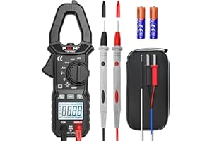 FKM AC/DC Amp Clamp Meter Multimeter Tester TRMS 6000 Counts Auto-ranging Smart Digital Voltage Tester,for AC/DC Current/Voltage,NCV Detection,Capacitance,Resistance,Ohm,Continuity,Diode,Hz,Temp Test