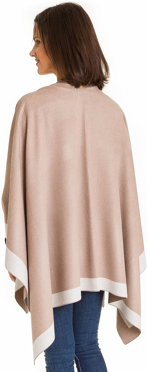 Women's Shawl Wrap Poncho Ruana Cape Cardigan Sweater Open Front for Fall Winter (PC01-15) at  Women’s Clothing store