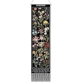 Geetery Vintage Floral Vertical Tapestry Wall Hanging Long Narrow Wall Fabric Flower Hanging Reference Illustrative Botanical Tassel Tapestry for Home Decor Gift (Black)