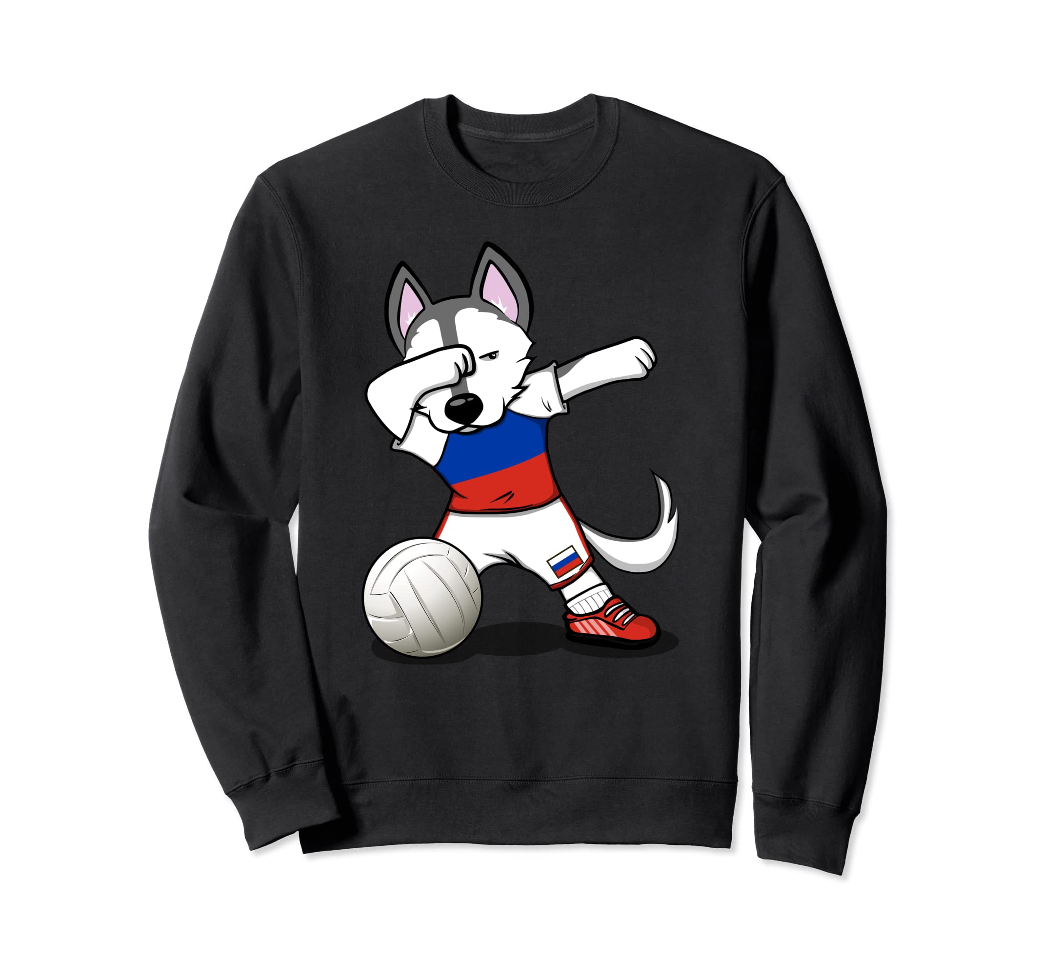 Dabbing Husky Russia Volleyball Fans Jersey - Russian Flag Sweatshirt