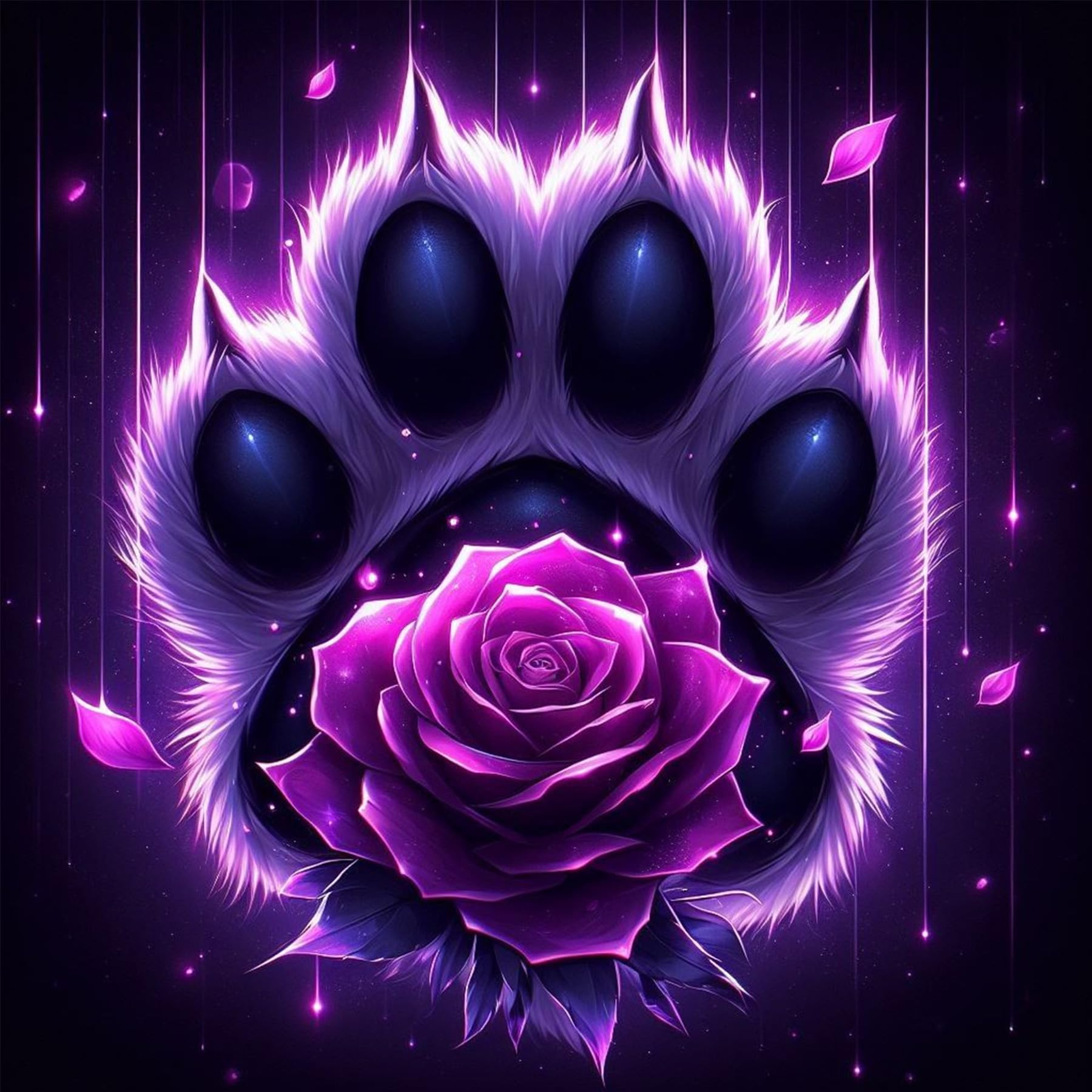 Photo 1 of ijbnhd 5D Diamond Art Kits for Adults, Cat Paw Diamond Painting Kits for Beginners, Round Full Drill Rose Gem Art for Crafts Home Decor 14x14in